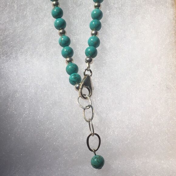 Genuine Turquoise Cabochon Sterling Silver Necklace - Picture 8 of 8
